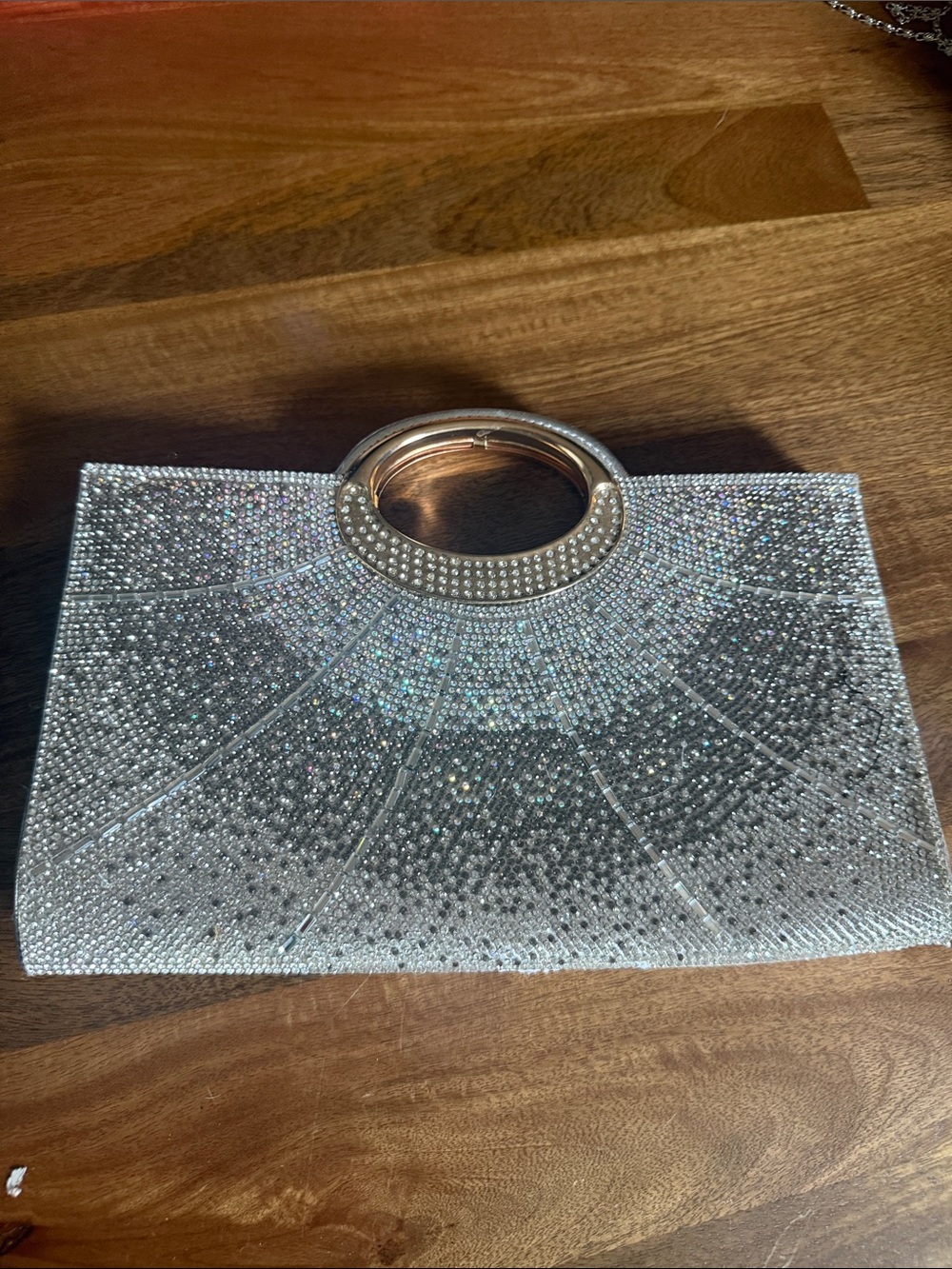 Silver Crystal-Embellished Evening Clutch